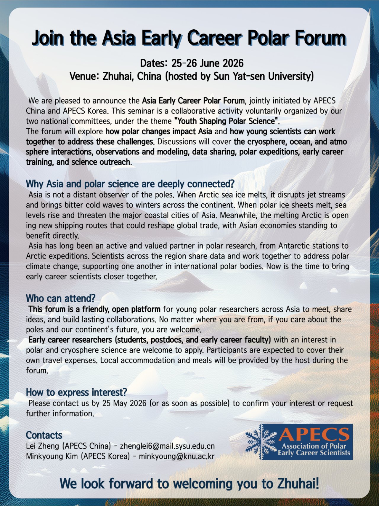 Joint the Asia Early Career Polar Forum liangchen zhu